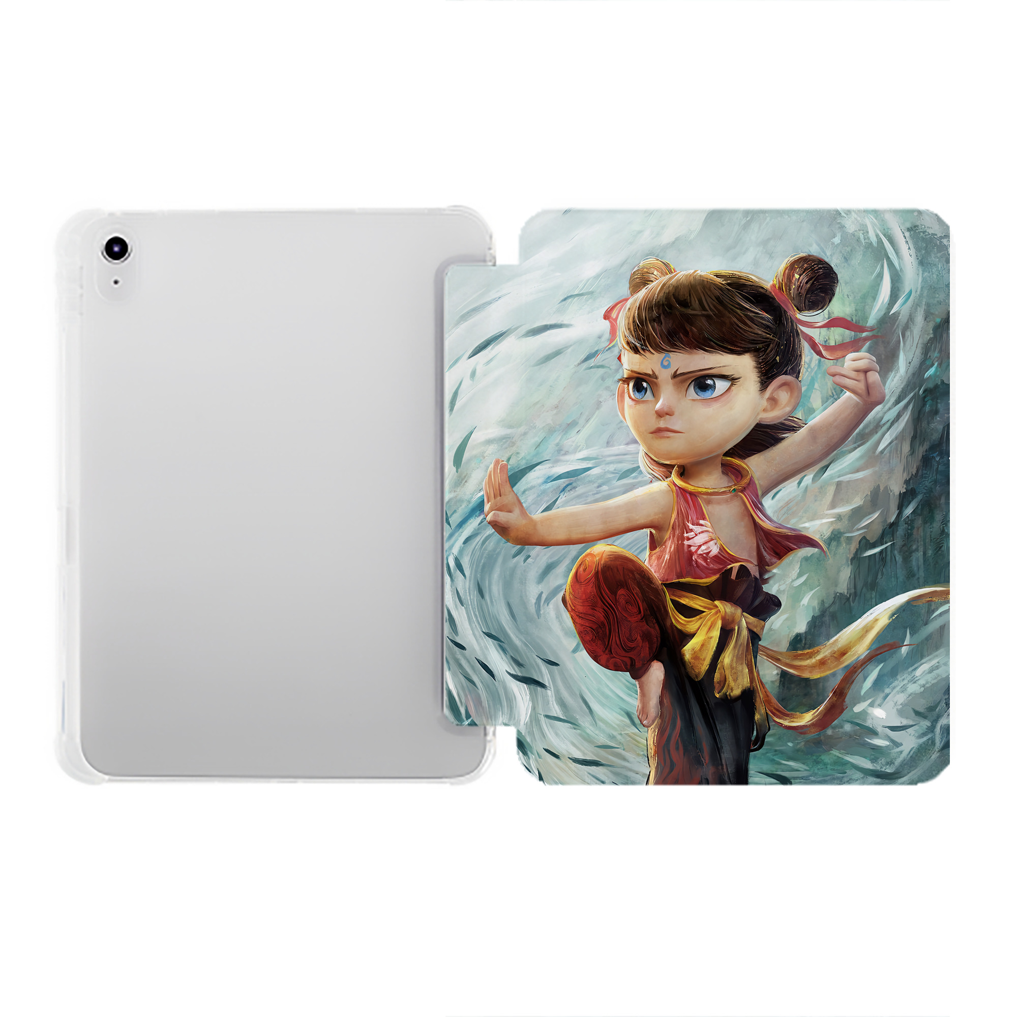 （画像用） Ne Zha 2 ナタ 魔童の大暴れ IPad ケース ペン収納付き 三つ折りスタンド PUレザー×シリコン 対応機種9.5/10.5/10.9インチ